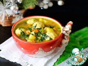 Густая похлёбка с фрикадельками и шпинатом Густая похлёбка с фрикадельками и шпинатом