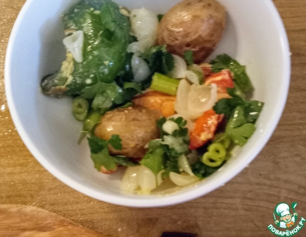 Хрустящий картофель в соусе из перцев Хрустящий картофель в соусе из перцев