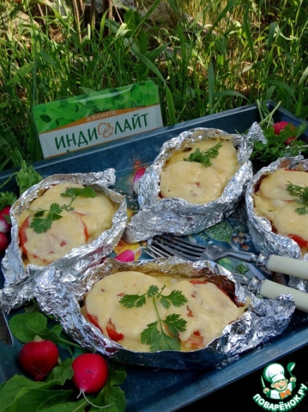 Индейка "под шубой" на гриле Индейка "под шубой" на гриле