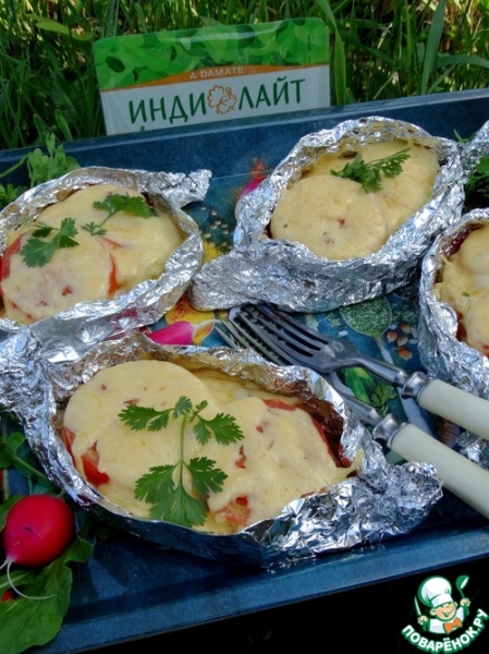 Индейка "под шубой" на гриле Индейка "под шубой" на гриле