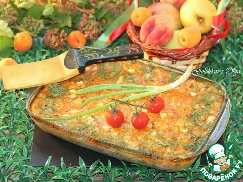 Индейка с грибами на овощной подушке Индейка с грибами на овощной подушке