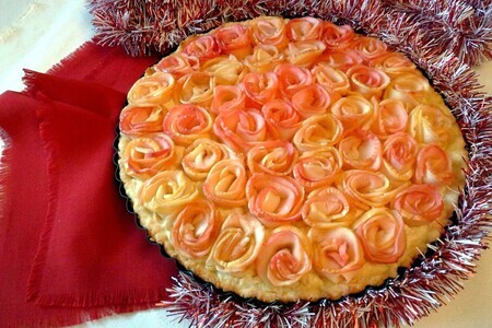Яблочный пирог "розовый букет" Яблочный пирог "розовый букет"