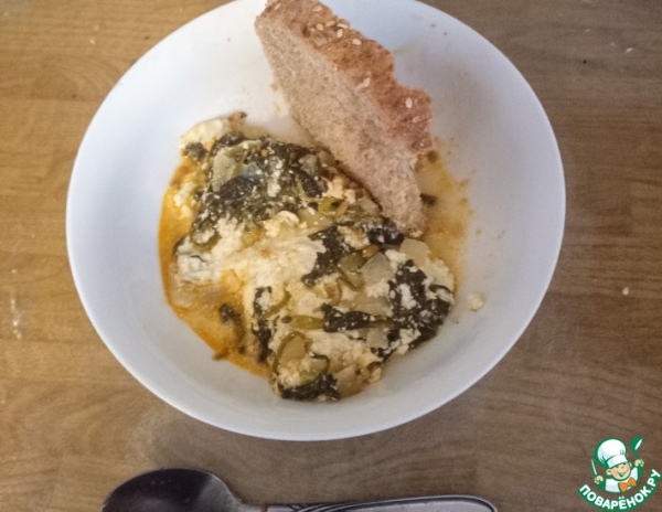 Яйца в шпинатовом креме с семенами Яйца в шпинатовом креме с семенами