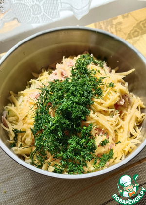 Кабачковые оладьи с ветчиной и сыром