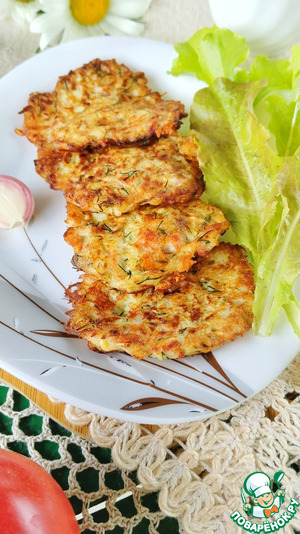 Кабачковые оладьи с ветчиной и сыром