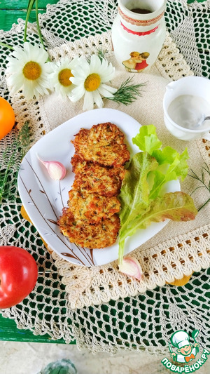 Кабачковые оладьи с ветчиной и сыром