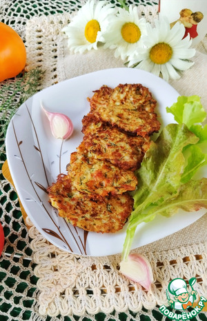 Кабачковые оладьи с ветчиной и сыром