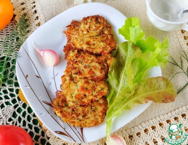 Кабачковые оладьи с ветчиной и сыром