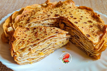 Каравай из блинчиков с яблоками по рецепту 1861 года Каравай из блинчиков с яблоками по рецепту 1861 года