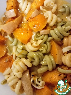 "Карбонара" с тыквой и хрустящим чесноком