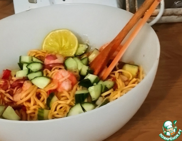 Керабу с лапшой и креветками