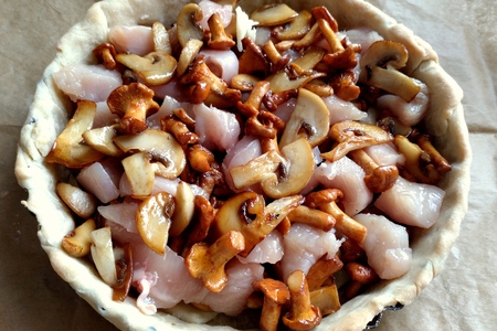 Киш с грибами и моцареллой