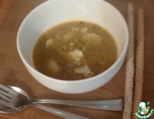 Кокосовое карри с зелёным горошком