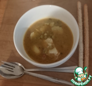 Кокосовое карри с зелёным горошком