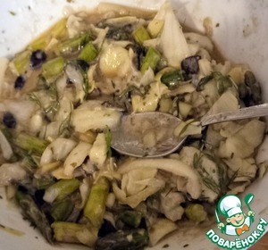 Котлеты из артишока, спаржи и маслин