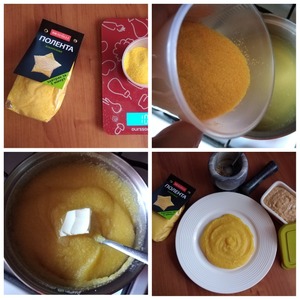 Кукурузная полента с рыбным рийетом