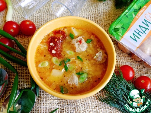 Кулеш с купатами и вялеными томатами Кулеш с купатами и вялеными томатами