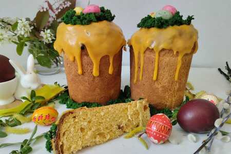 Кулич "старинный" с облепиховой глазурью Кулич "старинный" с облепиховой глазурью