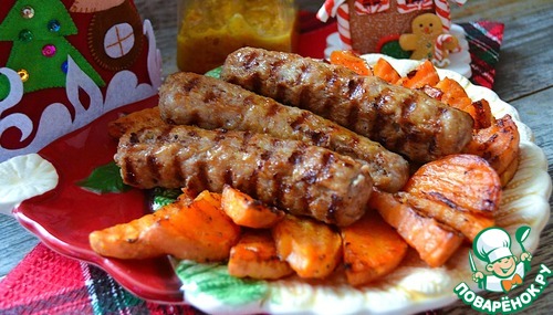 Купаты из индейки с апельсиново-мандариновым соусом Купаты из индейки с апельсиново-мандариновым соусом