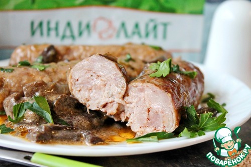 Купаты с грибами в соусе Купаты с грибами в соусе