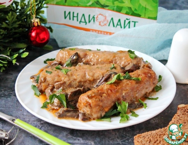 Купаты с грибами в соусе Купаты с грибами в соусе