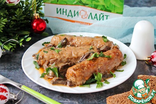 Купаты с грибами в соусе Купаты с грибами в соусе