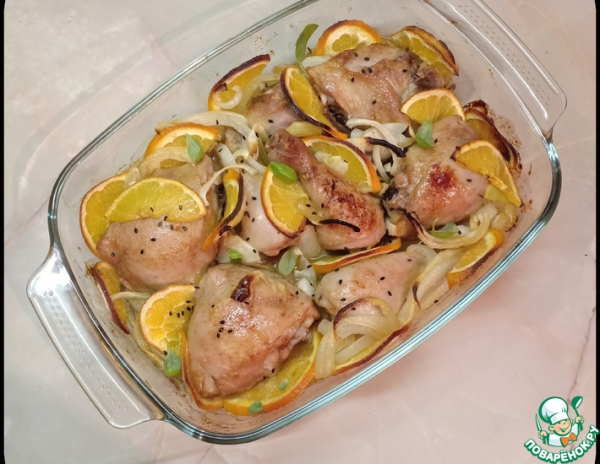 Курица с луком и апельсинами Курица с луком и апельсинами