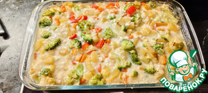 Курица с овощами под соусом бешамель⁠