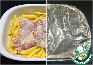 Курица в йогурте. Бёдра с картошкой в духовке Курица в йогурте. Бёдра с картошкой в духовке