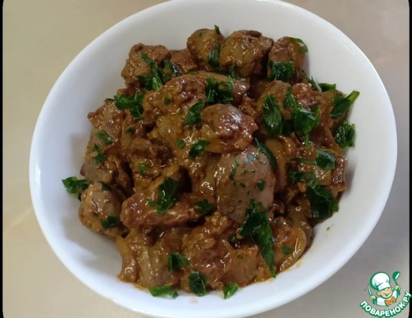 Куриная печень по-турецки Куриная печень по-турецки