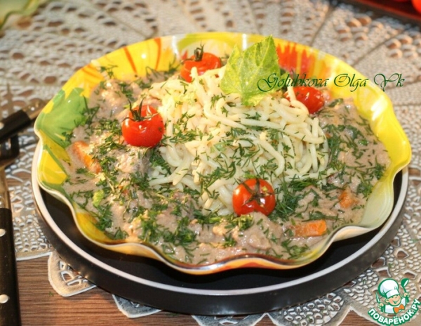 Куриная печень с грибами в соусе Куриная печень с грибами в соусе