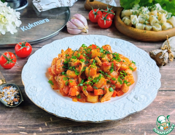 Куриное филе с пельменными рулетиками