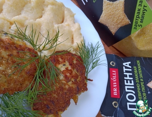 Куриные котлеты с чечевично-злаковой полентой