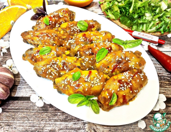 Куриные крылышки в апельсиновой глазури
