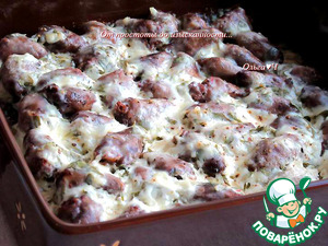 Куриные сердечки под сырным соусом Куриные сердечки под сырным соусом