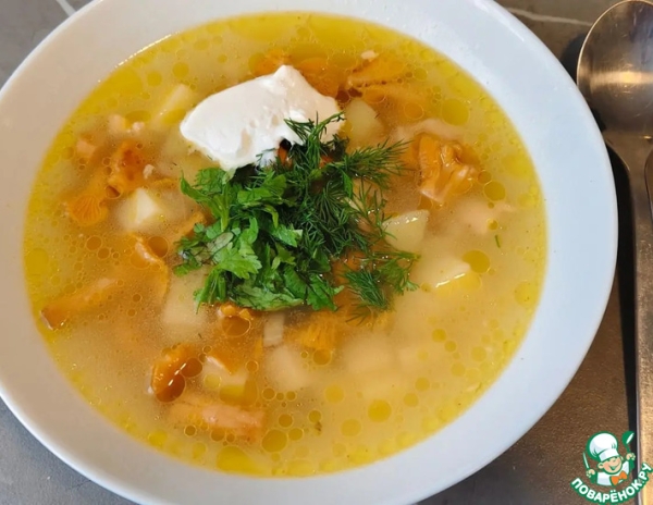 Куриный суп с лисичками Куриный суп с лисичками