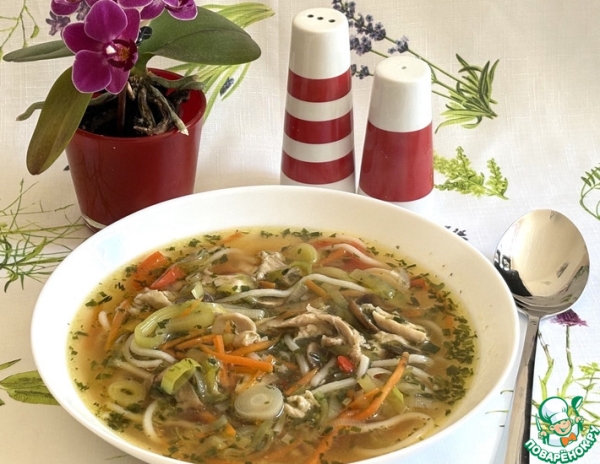 Куриный суп с овощами и лапшой