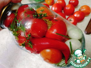 Маринованные помидоры со сливами