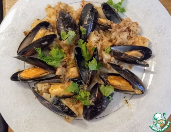 Мидии с беконом и корневым сельдереем Мидии с беконом и корневым сельдереем