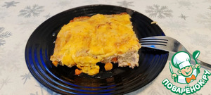 Мясная запеканка с овощами и сыром