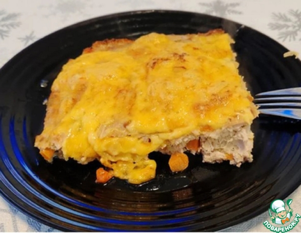 Мясная запеканка с овощами и сыром