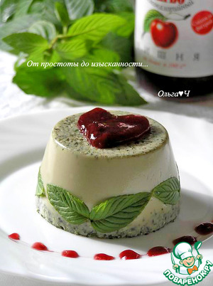 Мятное бланманже с вишневым конфитюром Мятное бланманже с вишневым конфитюром