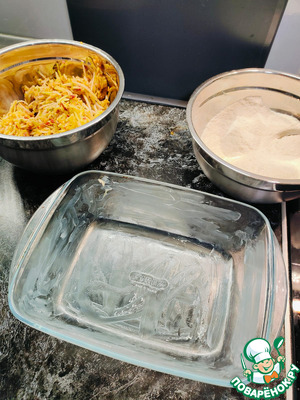 Насыпной пирог с грушами и яблоками