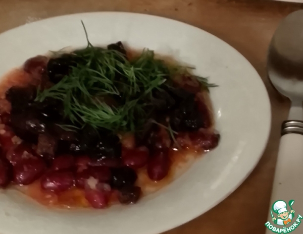 Натёртые помидоры, фасоль с оливковой пангритатой Натёртые помидоры, фасоль с оливковой пангритатой