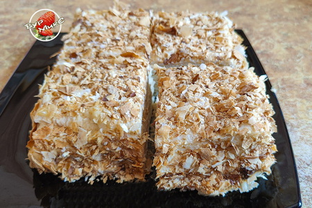 Нежный и очень вкусный «наполеон» со слоеным тестом