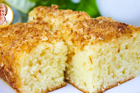 Нежный кокосовый пирог со сливками Нежный кокосовый пирог со сливками