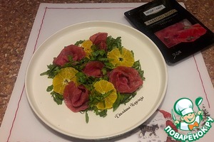 Новогодний салат мандариновый с сыровяленой индейкой Новогодний салат мандариновый с сыровяленой индейкой