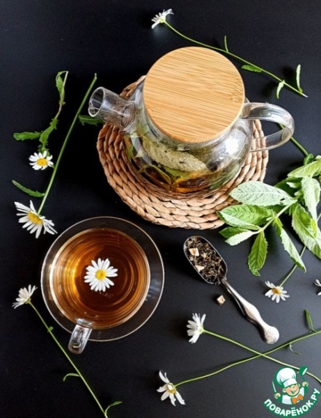 Освежающий зелёно-ромашковый чай с Иван-чаем