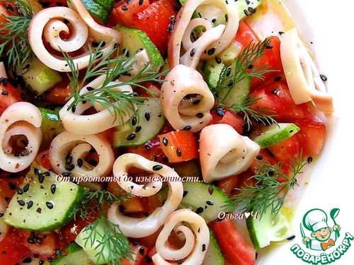 Овощной салат с кальмарами Овощной салат с кальмарами