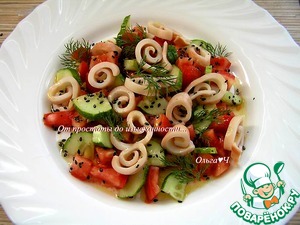 Овощной салат с кальмарами Овощной салат с кальмарами